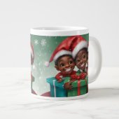 Afrikanisch-amerikanische Weihnachtself-Spezialitä Jumbo-Tasse (Vorderseite Rechts)