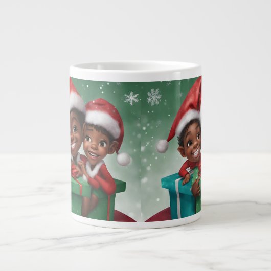 Afrikanisch-amerikanische Weihnachtself-Spezialitä Jumbo-Tasse (Vorderseite)