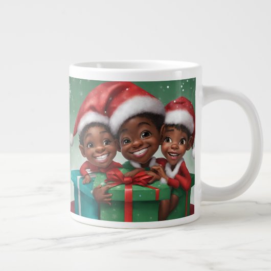 Afrikanisch-amerikanische Weihnachtself-Spezialitä Jumbo-Tasse (Rechts)