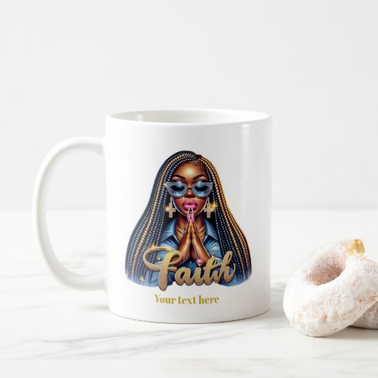 Afrikanisch-Amerikanischer Christlicher Glaube Per Kaffeetasse (Mit Donut)