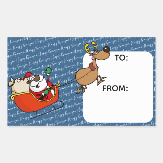 Afrikanisch-amerikanischer Santa Claus Kwanzaa Fei Rechteckiger Aufkleber (Vorderseite)