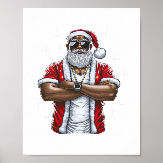 Afrikanisch-amerikanischer Santa-Weihnachtsjama co Poster (Vorne)