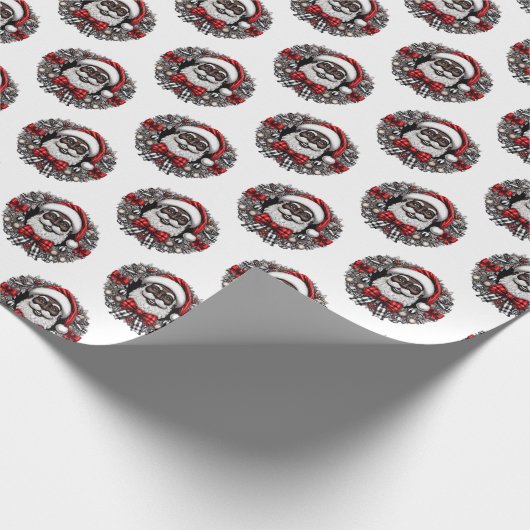 Afrikanisch-amerikanischer Weihnachtsmann rot, sch Geschenkpapier (Ecke)