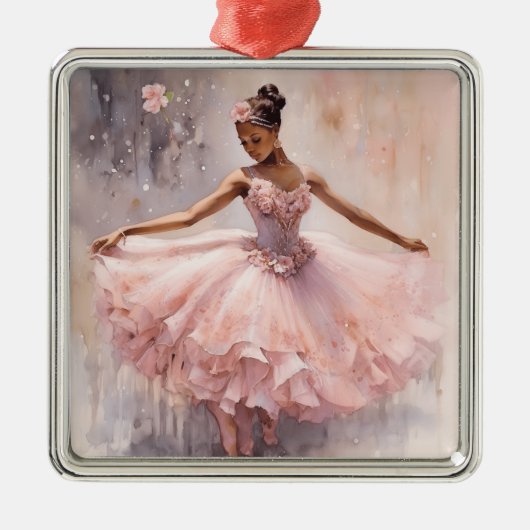 Afrikanisch-amerikanischer ZuckerPlum Fairy Pink B Ornament Aus Metall (Vorne)