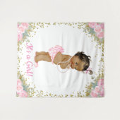 Afrikanisch-Amerikanisches Baby-Mädchen-Dusche Hin Wandteppich (Vorderseite (Horizontal))