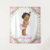 Afrikanisch-Amerikanisches Baby-Mädchen-Dusche Hin Wandteppich (Vorderseite)