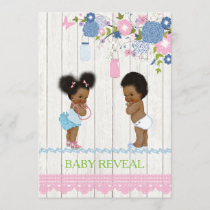 Afrikanisch-Amerikanisches Baby Reveal Baby Shower Einladung