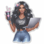 Afrikanisch-amerikanisches Crafting Queen Branding Aufkleber (Vorderseite)