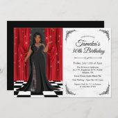 Afrikanisch-amerikanisches Elegant Gown Geburtstag Einladung (Vorne/Hinten)
