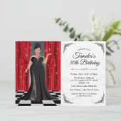 Afrikanisch-amerikanisches Elegant Gown Geburtstag Einladung (Stehend Vorderseite)