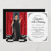 Afrikanisch-amerikanisches Elegant Gown Geburtstag Einladung (Vorne/Hinten)