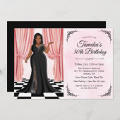 Afrikanisch-amerikanisches Elegant Gown Geburtstag Einladung (Vorne/Hinten)