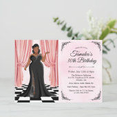 Afrikanisch-amerikanisches Elegant Gown Geburtstag Einladung (Stehend Vorderseite)