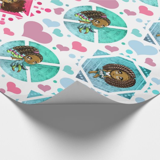 Afrikanisch-amerikanisches Girl-Wrapping-Papier Geschenkpapier (Ecke)