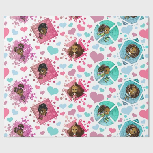Afrikanisch-amerikanisches Girl-Wrapping-Papier Geschenkpapier (Flach)
