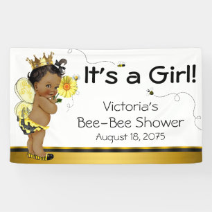 Afrikanisch-Amerikanisches Mädchen-Bee-Baby-Dusche Banner