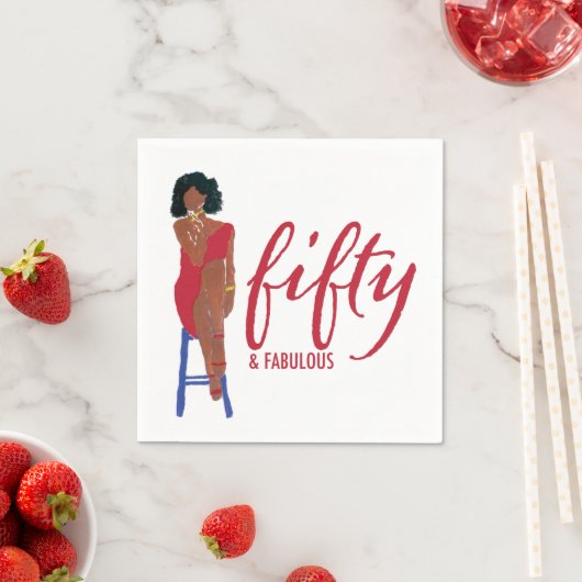 Afrikanisch amerikanisches Rotes Dress Diva 50 & F Serviette (Beispiel)