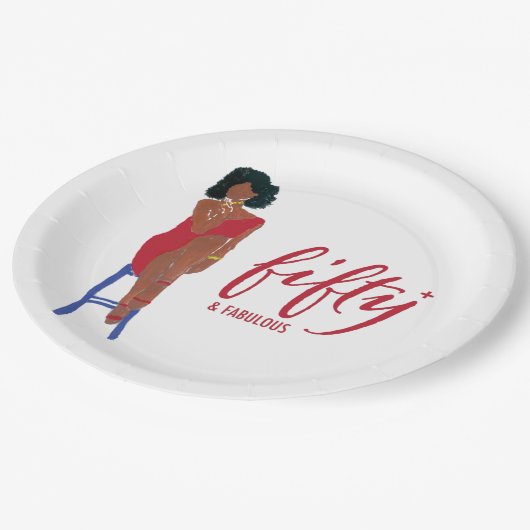 Afrikanisch-amerikanisches Rotes Dress Diva 50+ & Pappteller (Schrägansicht)