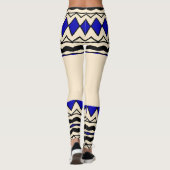 Afrikanisch Blau Geometrisch Leggings (Rückseite)