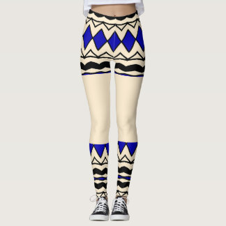 Afrikanisch Blau Geometrisch Leggings