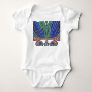 Afrikanisch Blau Lila Dekorativer Kunstdruck Baby Strampler
