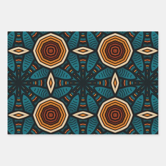 Afrikanisch-ethnisch Inspiriertes Muster Nr. 4 Geschenkpapier Set (Vorderseite 3)