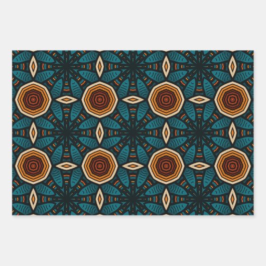 Afrikanisch-ethnisch Inspiriertes Muster Nr. 4 Geschenkpapier Set (Vorderseite 2)