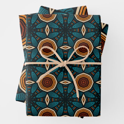 Afrikanisch-ethnisch Inspiriertes Muster Nr. 4 Geschenkpapier Set (Beispiel)