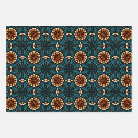 Afrikanisch-ethnisch Inspiriertes Muster Nr. 4 Geschenkpapier Set (Vorderseite)