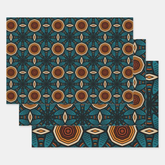 Afrikanisch-ethnisch Inspiriertes Muster Nr. 4 Geschenkpapier Set (Set)
