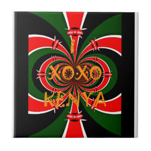 Afrikanisch inspirierte Kenia-Flagge Abstract Art Fliese
