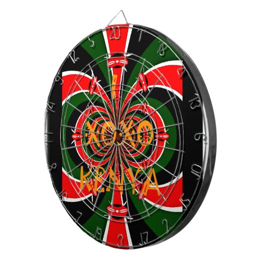 Afrikanisch Inspirierte kenianische Flagge Abstrak Dartscheibe (Vorderseite rechts)