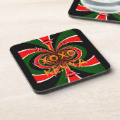 Afrikanisch Inspirierte kenianische Flagge Abstrak Getränkeuntersetzer (Linke Seite)