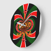 Afrikanisch Inspirierte kenianische Flagge Abstrak Große Wanduhr (Winkel)