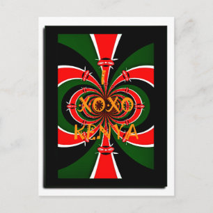 Afrikanisch Inspirierte kenianische Flagge Abstrak Postkarte