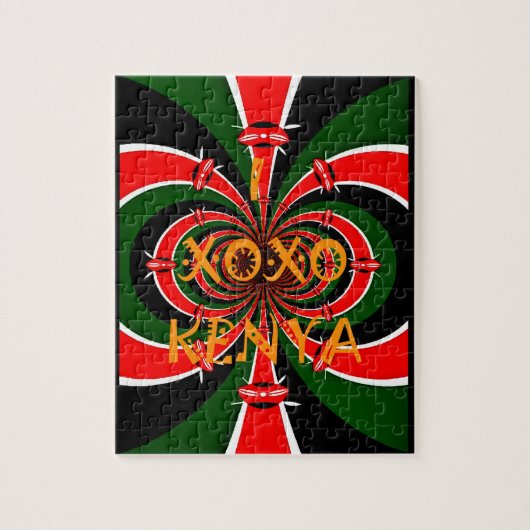 Afrikanisch Inspirierte kenianische Flagge Abstrak Puzzle (Vertikal)
