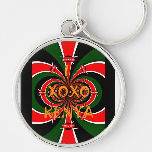 Afrikanisch Inspirierte kenianische Flagge Abstrak Schlüsselanhänger (Vorne)