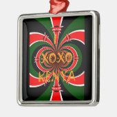 Afrikanisch Inspirierte kenianische Flagge Abstrak Silbernes Ornament (Links)