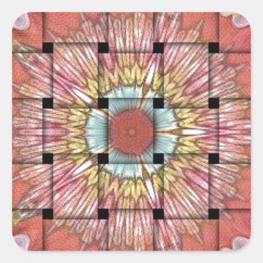 afrikanisch Inspirierte Kunstdrucke - Geometrische Quadratischer Aufkleber (Vorderseite)