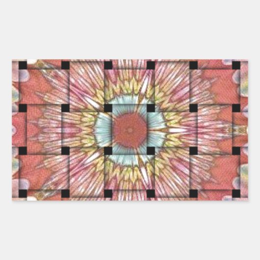 afrikanisch Inspirierte Kunstdrucke - Geometrische Rechteckiger Aufkleber (Vorderseite)