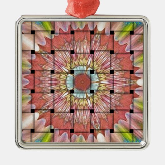 afrikanisch Inspirierte Kunstdrucke - Geometrische Silbernes Ornament (Vorne)