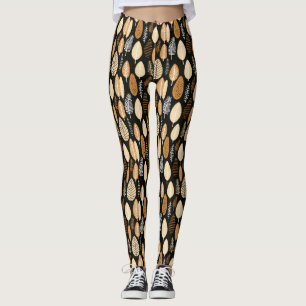 Afrikanisch Inspirierte Leaf-Muster Bio Tones Spor Leggings