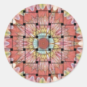 Afrikanisch inspirierter Kunstdruck – Geometrische Runder Aufkleber