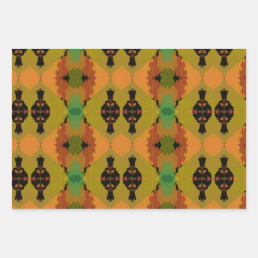 Afrikanisch inspiriertes Wrapping Paper Flat Sheet Geschenkpapier Set (Vorderseite)
