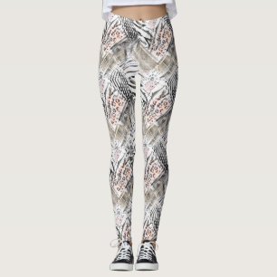 Afrikanisch, kombiniert, Leder, Tiger, Jaguar, gep Leggings