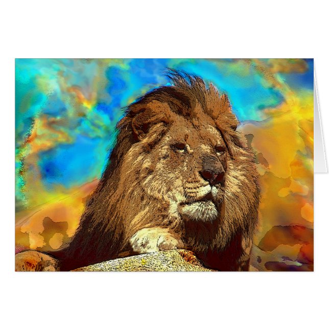 Afrikanisch-Löwe-Digitale Kunst (Vorderseite (Horizontal))