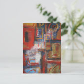 Afrikanische Abstrakte Kunst - Quadrate und Kreise Postkarte (Stehend Vorderseite)