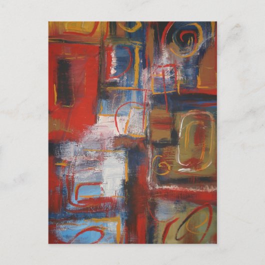 Afrikanische Abstrakte Kunst - Quadrate und Kreise Postkarte (Vorderseite)