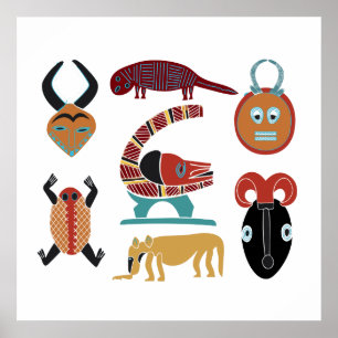Afrikanische abstrakte Stammeskunst Poster