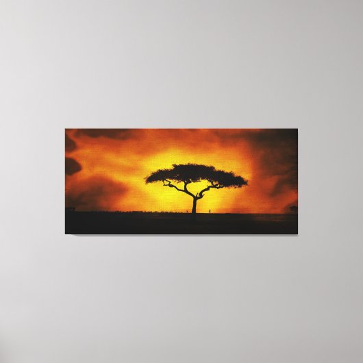 Afrikanische Acacia Landschaft Warmes Licht Leinwanddruck (Vorderseite)